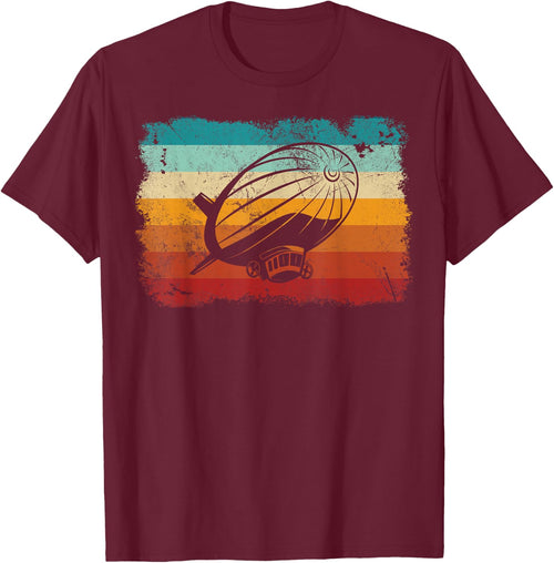 Retro Vintage Zeppelin Sunset 70s 80s Distressed Dirigible