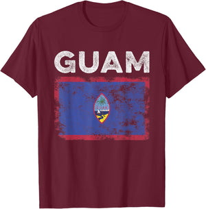 Guam Flag Distressed - Men Women Kids - Guamanian Flag T-Shirt - T-Shirt | Maroon