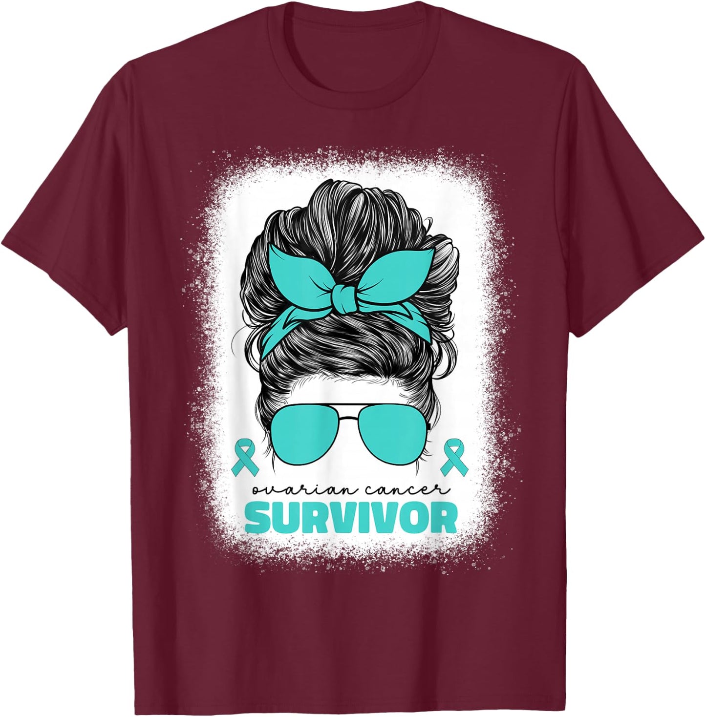 Ovarian Cancer Teal Ribbon Ovarian Cancer Survivor T-Shirt - T-Shirt | Maroon