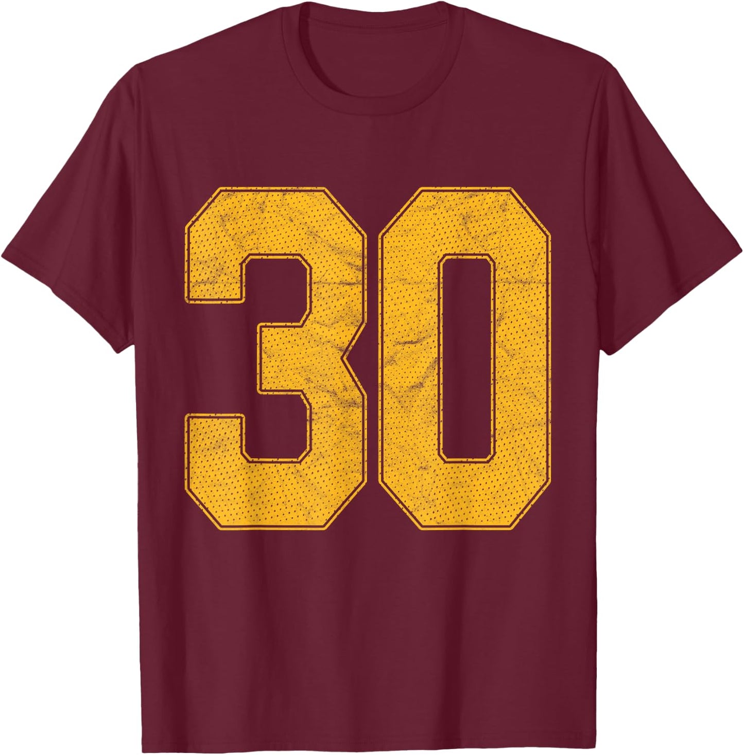Number 30 Numbered Uniform Sports Team Jersey 30th Birthday T-Shirt - T-Shirt | Maroon