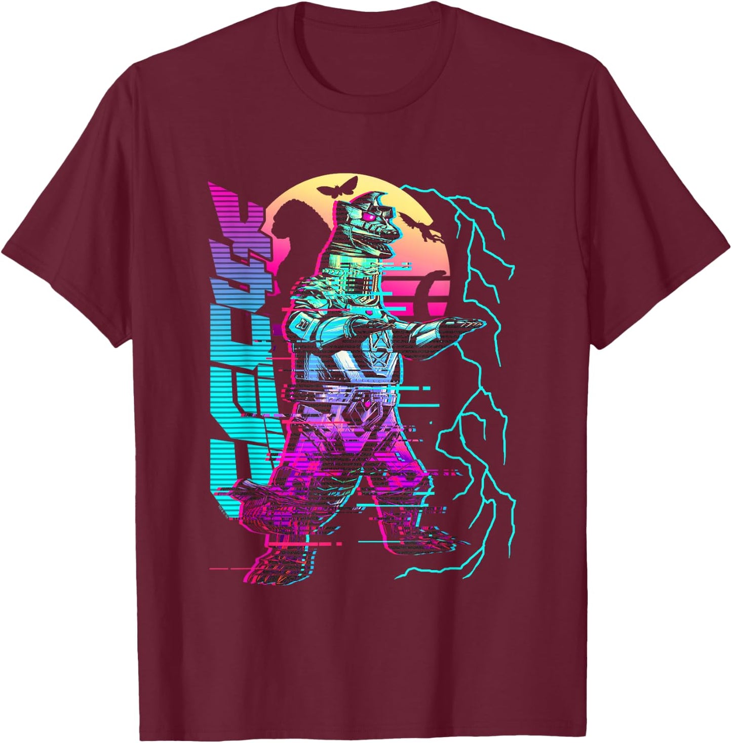 Godzilla Neon Mechagodzilla T-Shirt - T-Shirt | Maroon