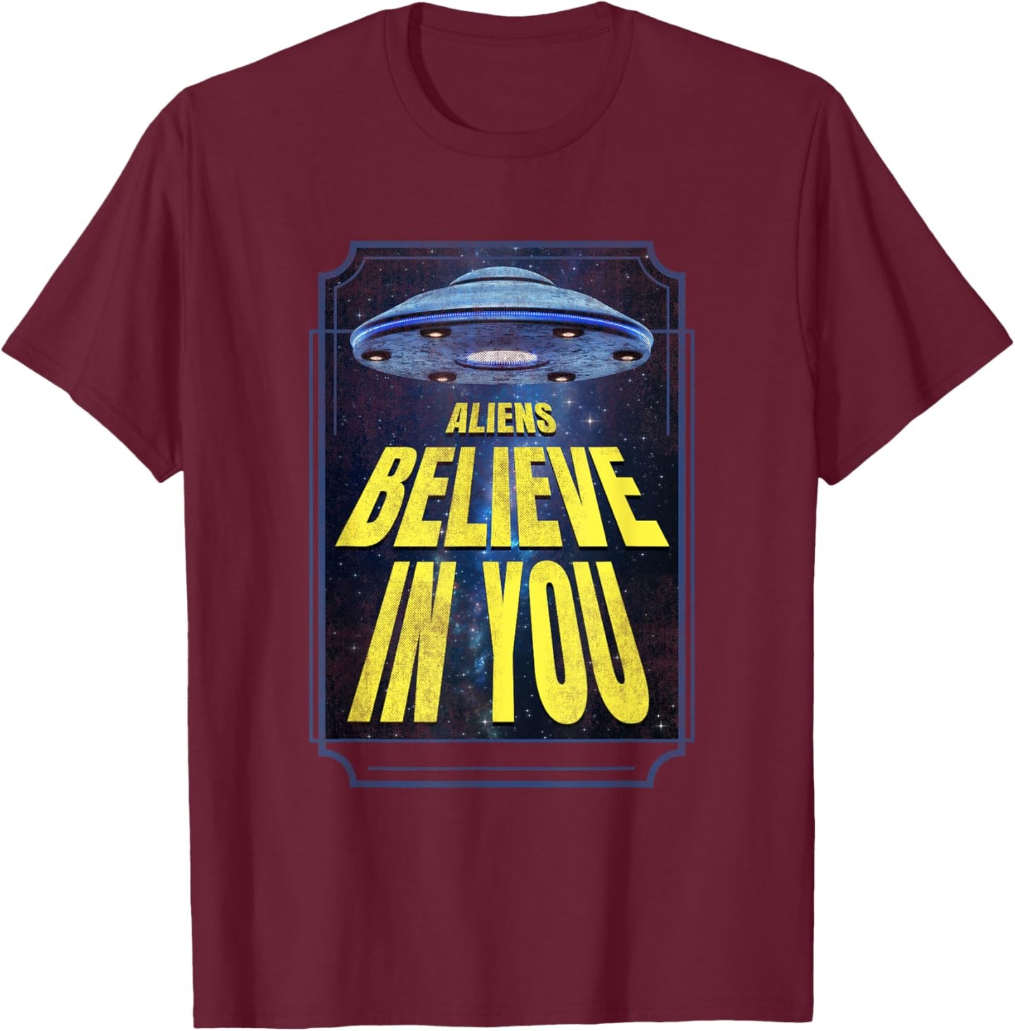 Aliens Alien UFO T-Shirt - T-Shirt | Maroon