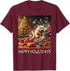 Funny Crazy Chaotic Dog Under The Tree Cute Happy Howlidays T-Shirt - T-Shirt | Maroon