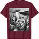 Funny Cat Selfie with UFOs Peace Sign Alien Cat UFO Invasion T-Shirt - T-Shirt | Maroon