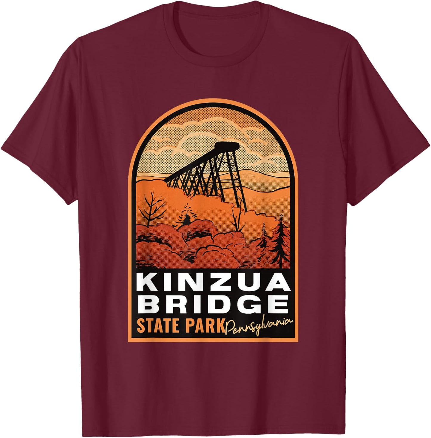 Kinzua Bridge State Park PA Vintage T-Shirt - T-Shirt | Maroon