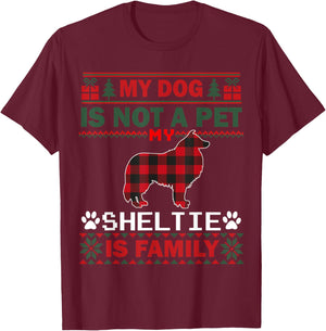 Sheltie Dog Owners Matching Pajama Family Dog Ugly Christmas T-Shirt - T-Shirt | Maroon