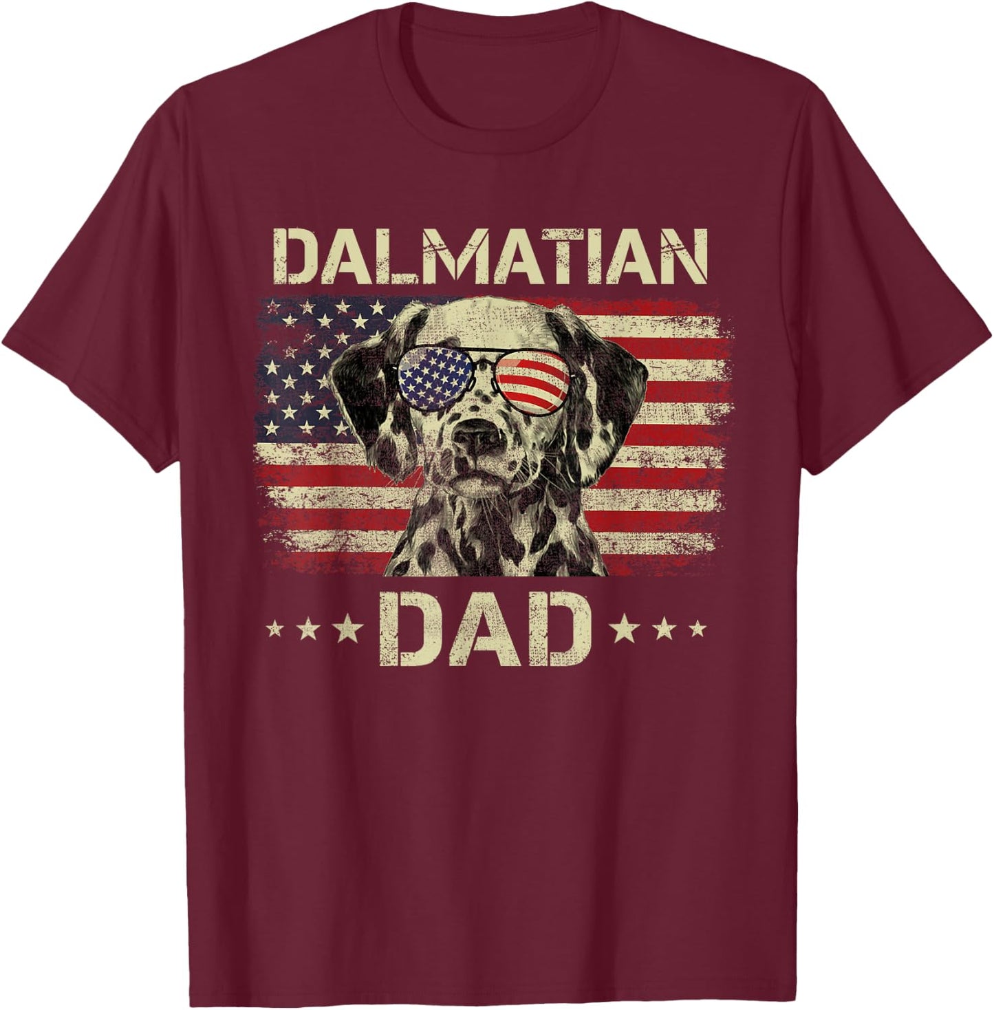Dalmatian Dad Dog Lovers American Flag 4th Of July Men T-Shirt - T-Shirt | Maroon