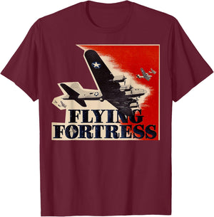 Vintage WWII B-17 USA Warplane B17 Flying Fortress T-Shirt - T-Shirt | Maroon
