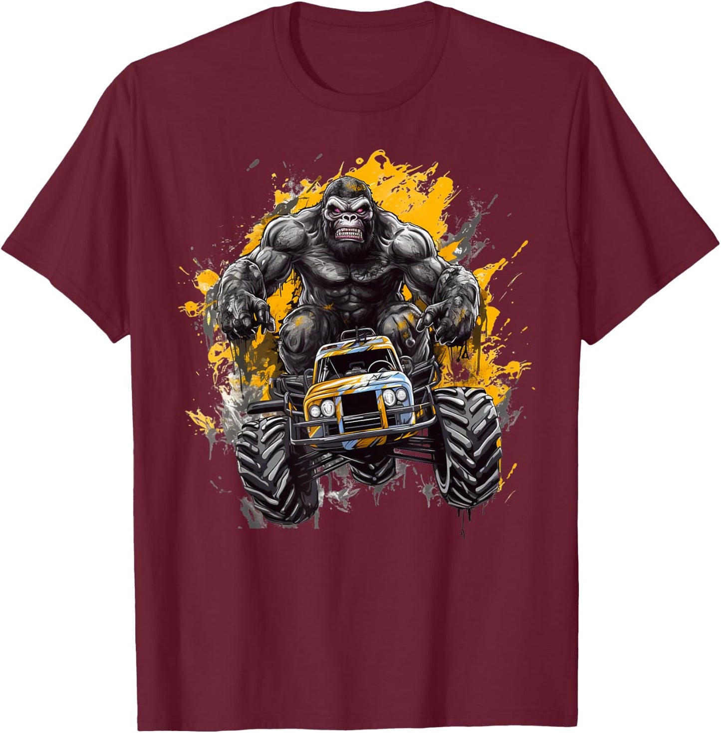 Sasquatch Riding Monster Truck Bigfoot for Boys Toddlers T-Shirt - T-Shirt | Maroon