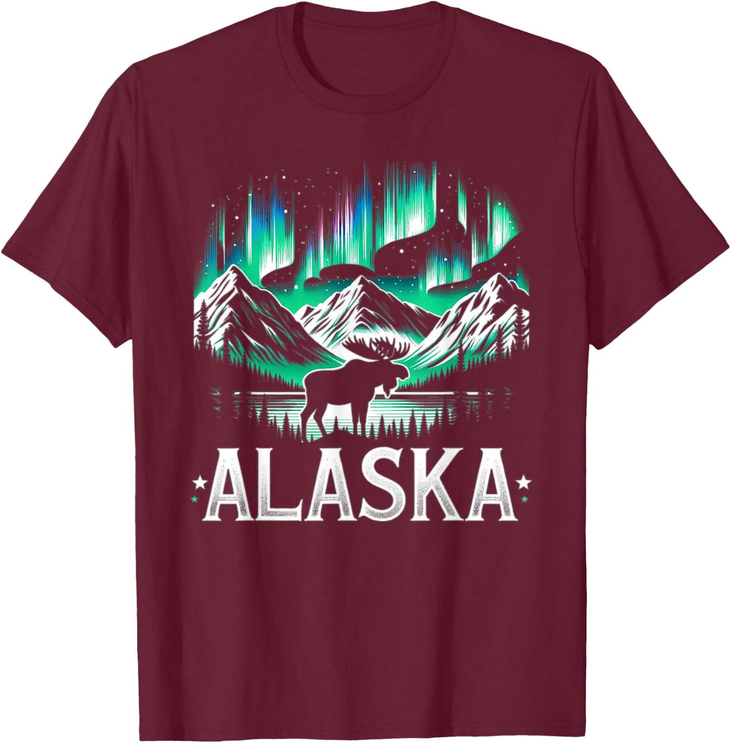 Alaska Day The Last Frontier Alaska Mountain Moose Souvenir T-Shirt - T-Shirt | Maroon