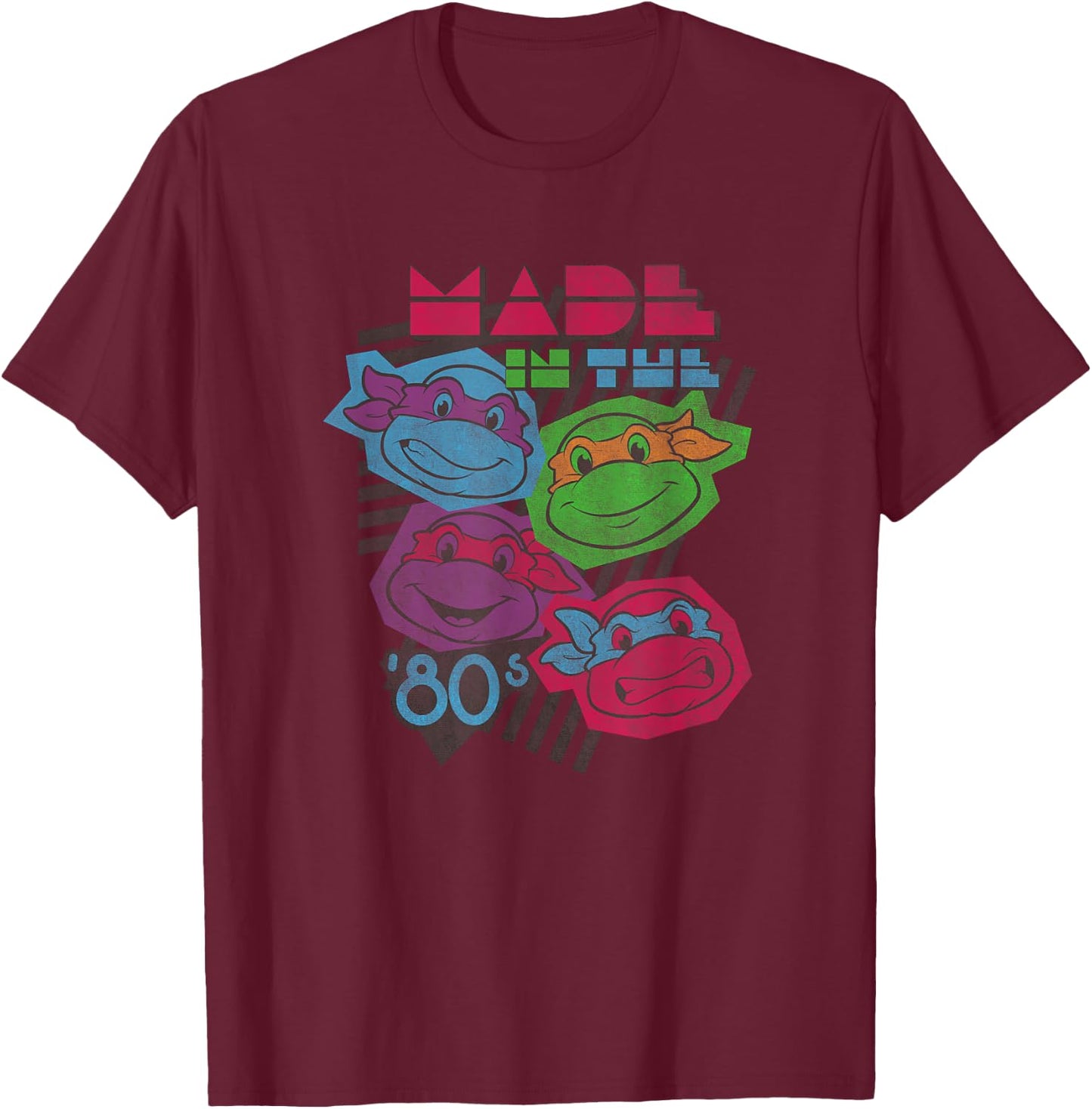 Teenage Mutant Ninja Turtles Retro Made in The 80's Group T-Shirt - T-Shirt | Maroon