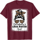 Leopard Messy Bun Somebody's Loud Mouth Aunt Bleached T-Shirt - T-Shirt | Maroon
