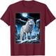 White Wolf standing on a snowy hill Forest Fantasy Nature T-Shirt - T-Shirt | Maroon