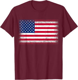 US Flag 4th of July USA Flag American Flag T-Shirt - T-Shirt | Maroon