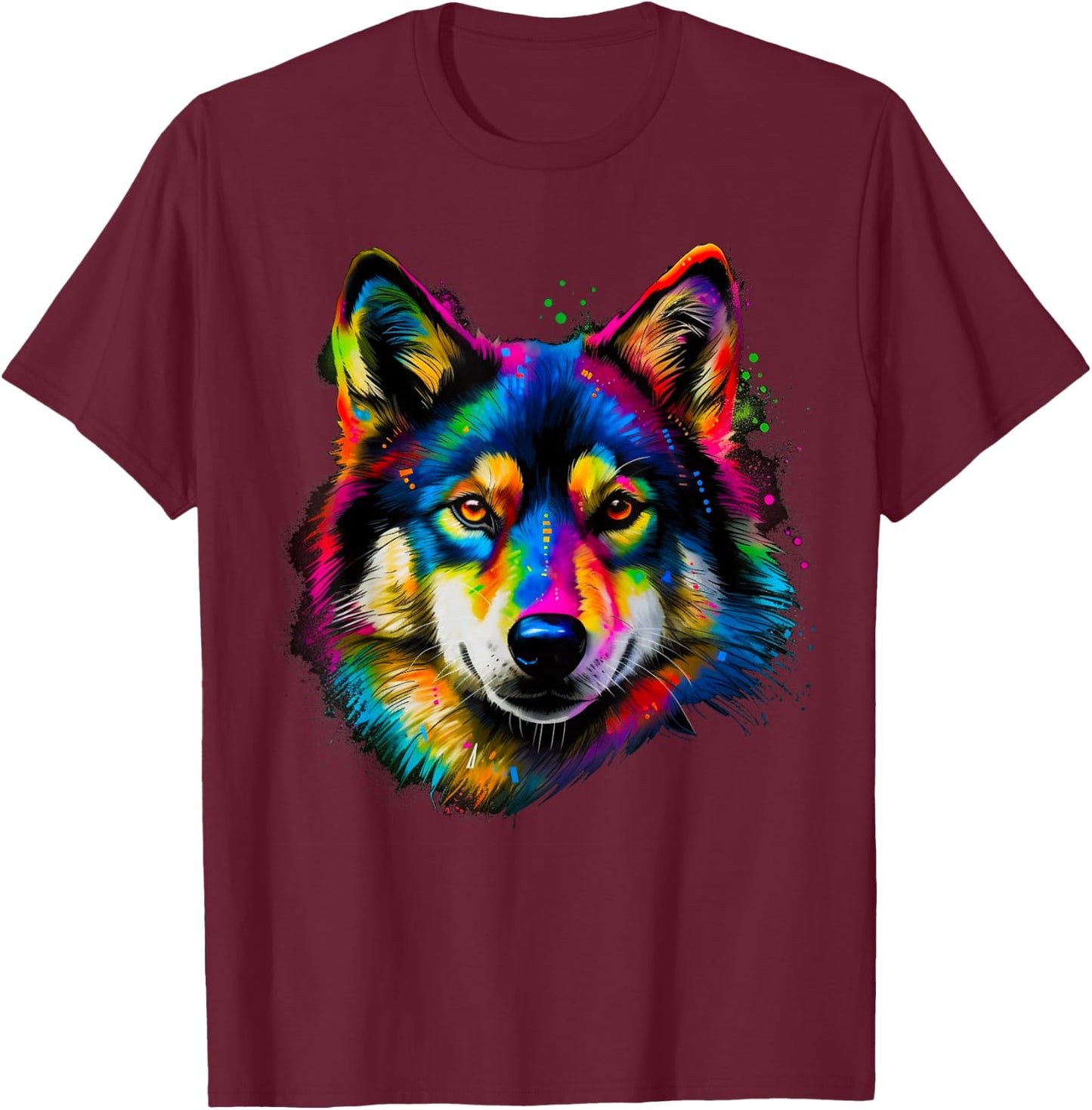 Rainbow Pop Art Alaskan Klee Kai T-Shirt - T-Shirt | Maroon