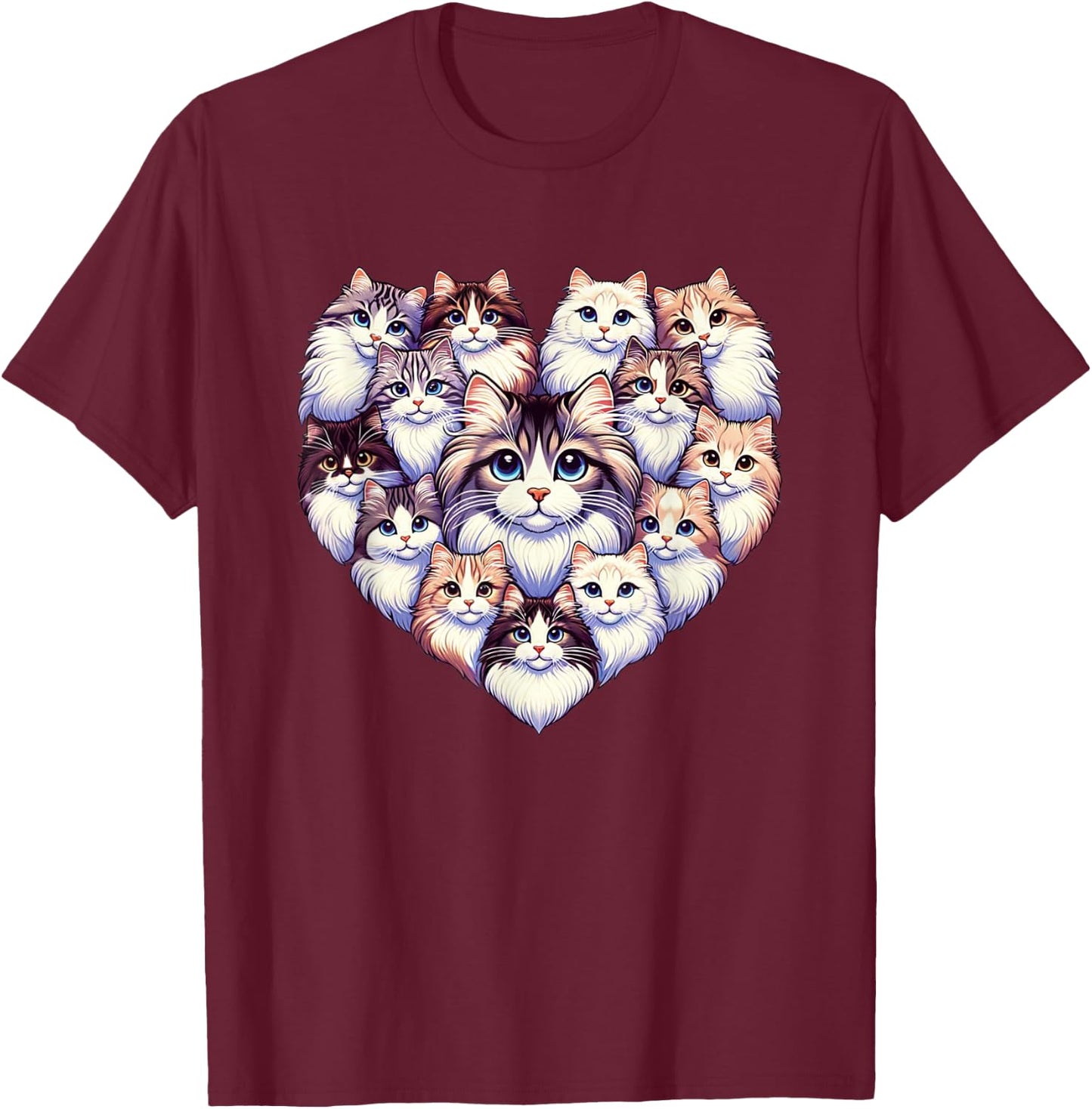 Siberian Forest Cat Moscow Longhairs T-Shirt - T-Shirt | Maroon