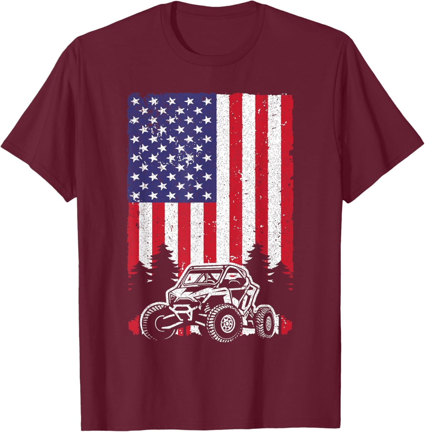 SxS Women Offroad Mud Riding 4th of July US Flag T-Shirt - T-Shirt | Maroon