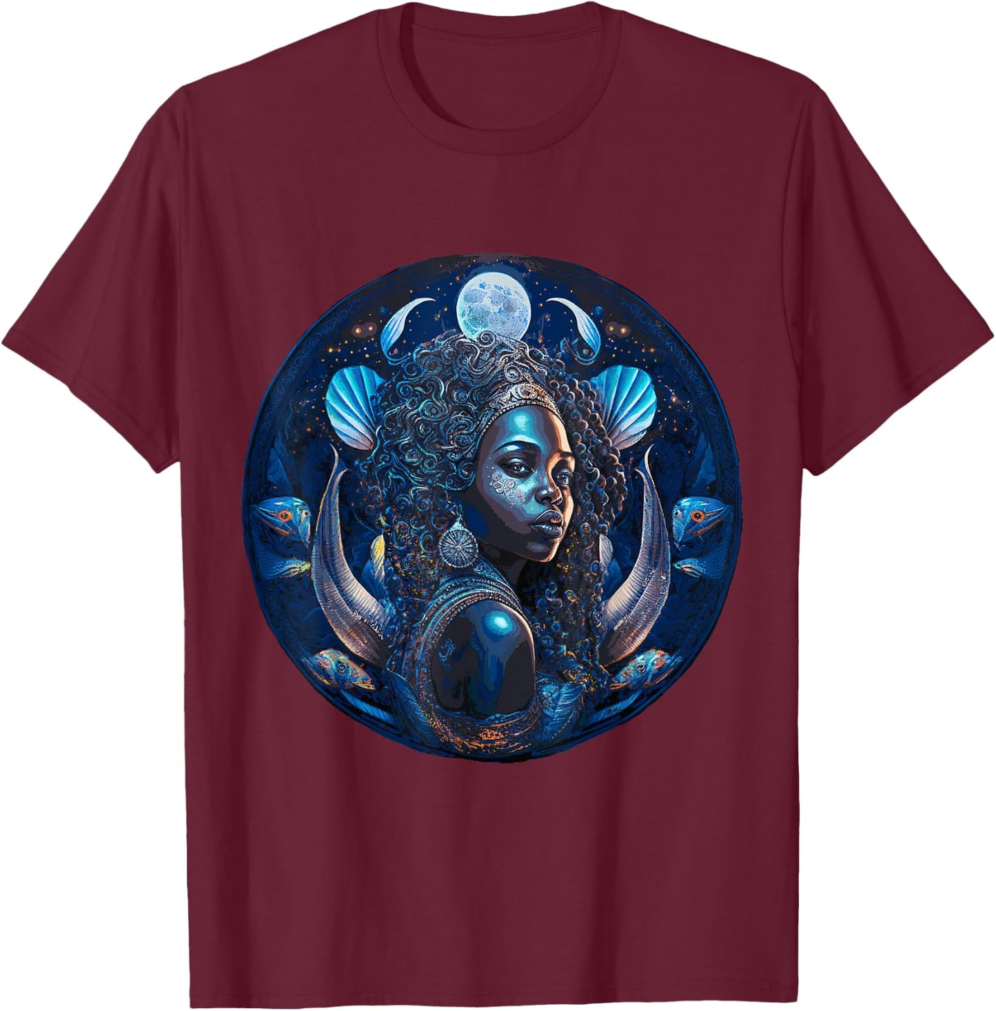 Yemoja of the Sea - Yoruba Orisha T-Shirt - T-Shirt | Maroon