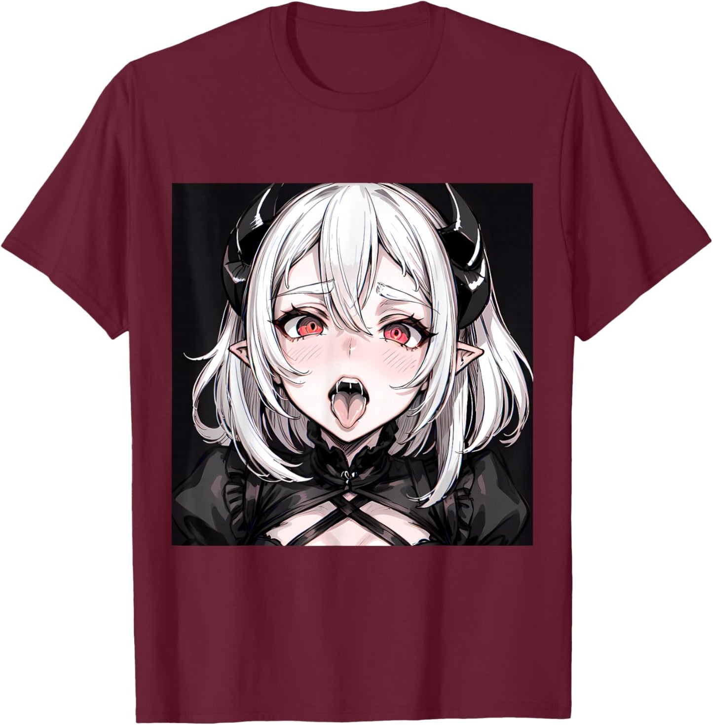 Lewd Anime Devil Girl Hentai Waifu T-Shirt - T-Shirt | Maroon