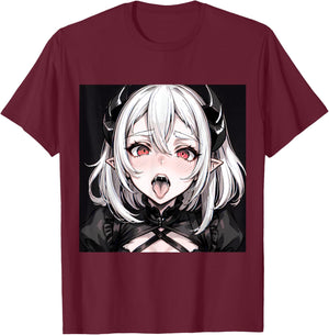 Lewd Anime Devil Girl Hentai Waifu T-Shirt - T-Shirt | Maroon
