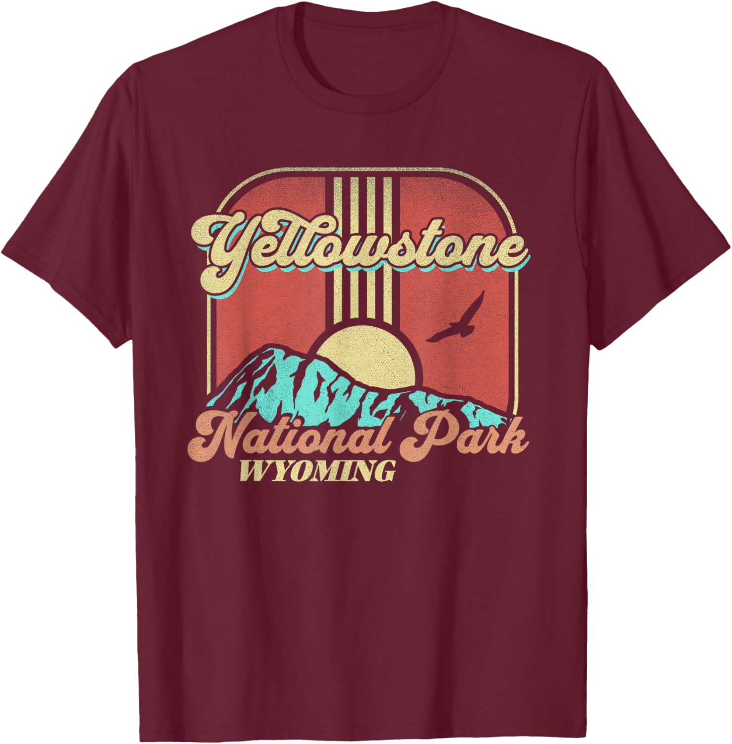 Yellowstone National Park Wyoming Nature Hiking Outdoors T-Shirt - T-Shirt | Maroon