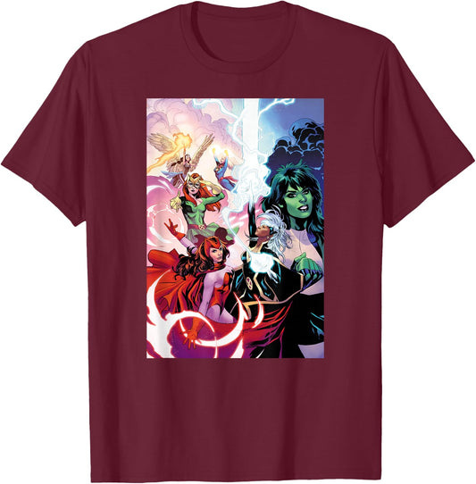 Marvel Women She-Hulk Storm Scarlet Witch Jean Grey Valkyrie T-Shirt - T-Shirt | Maroon