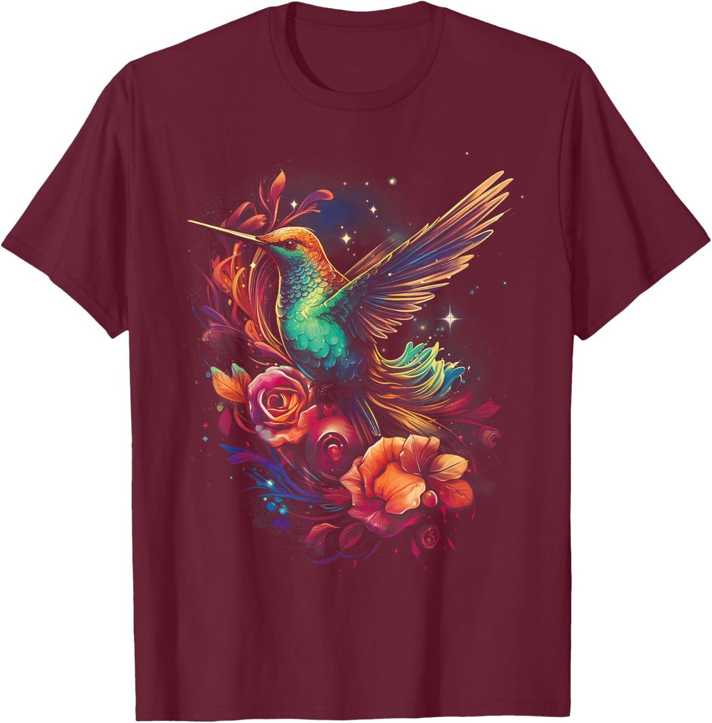 Hummingbird Flower Bird lover Animal T-Shirt - T-Shirt | Maroon