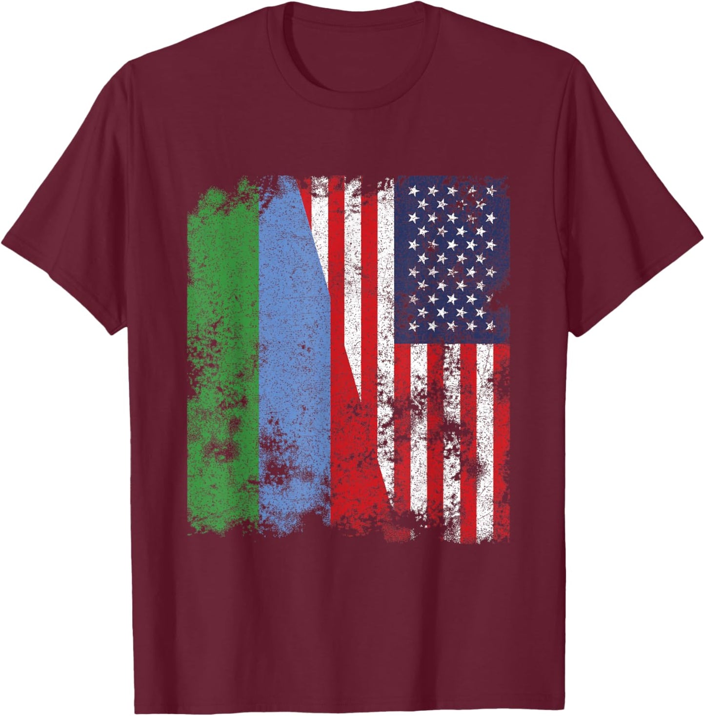Dagestan USA Flag Distressed - Half American T-Shirt - T-Shirt | Maroon