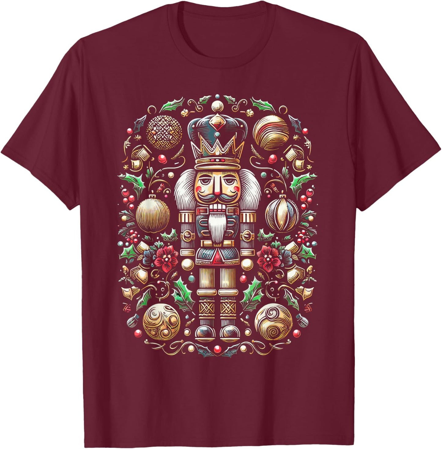 Christmas Nutcracker Merry Christmas Xmas Morning Holiday T-Shirt - T-Shirt | Maroon