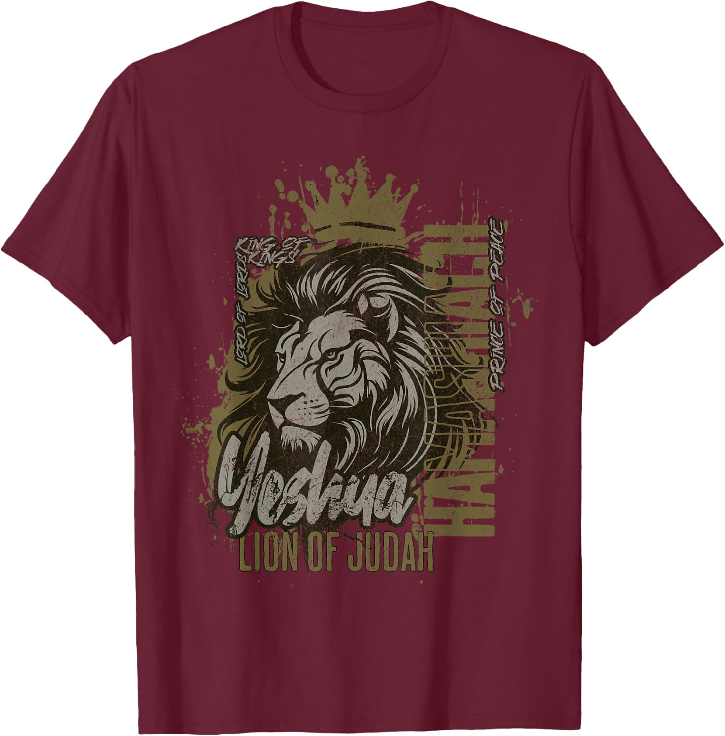 Yeshua Hamashiach Lion of Judah Messianic Hebrew Jesus T-Shirt - T-Shirt | Maroon