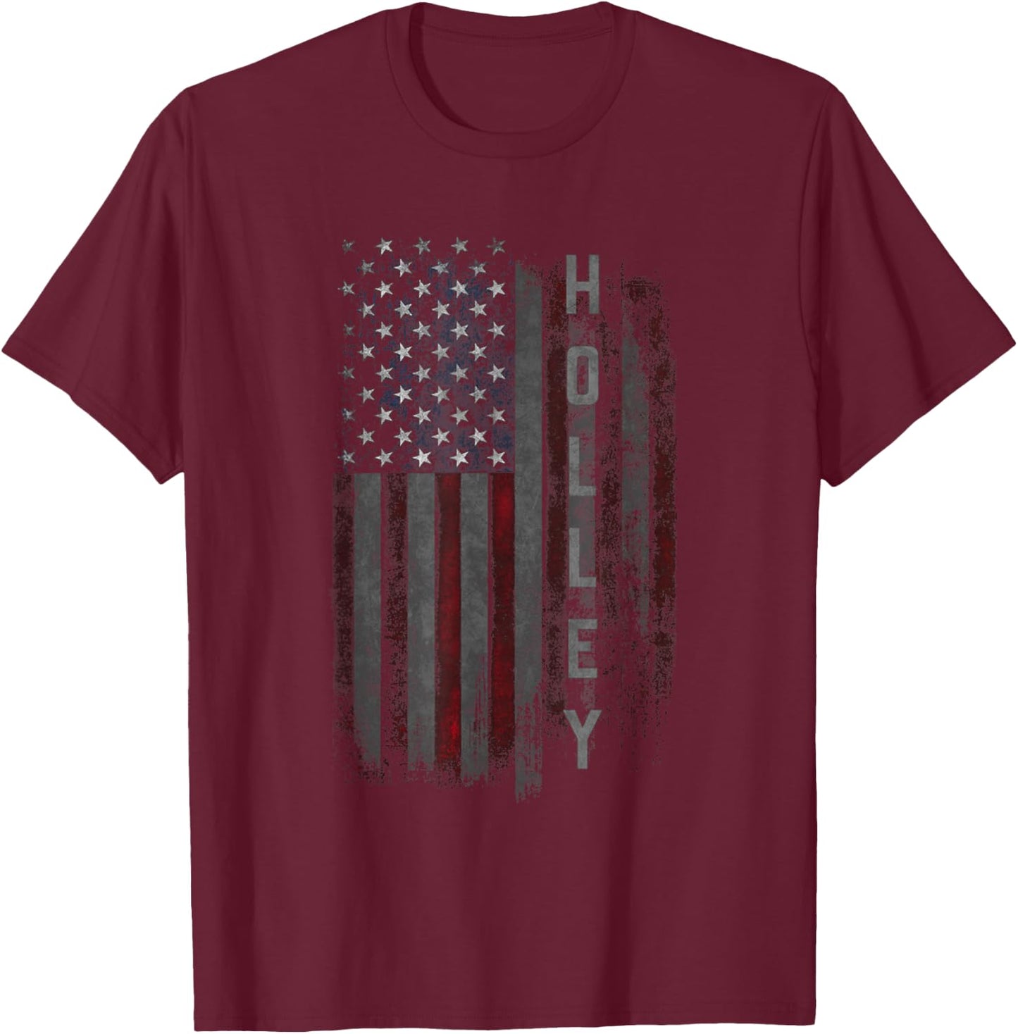 Holley Family American Flag Men T-Shirt - T-Shirt | Maroon