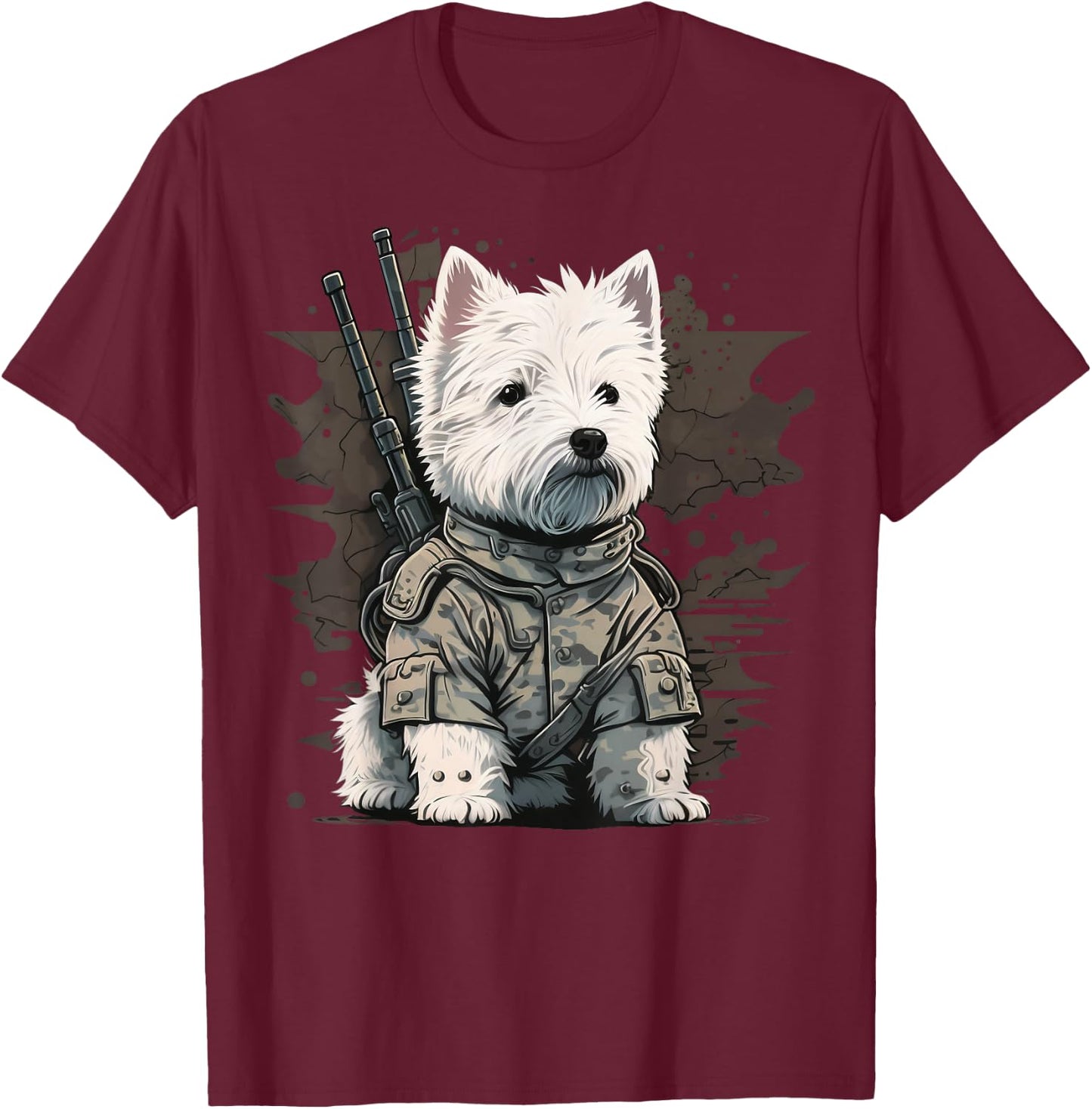 Soldier West Highland White Terrier Army Military Westie T-Shirt - T-Shirt | Maroon