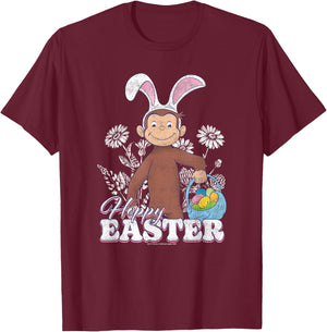 Curious George Easter Bunny George Poster T-Shirt - T-Shirt | Maroon