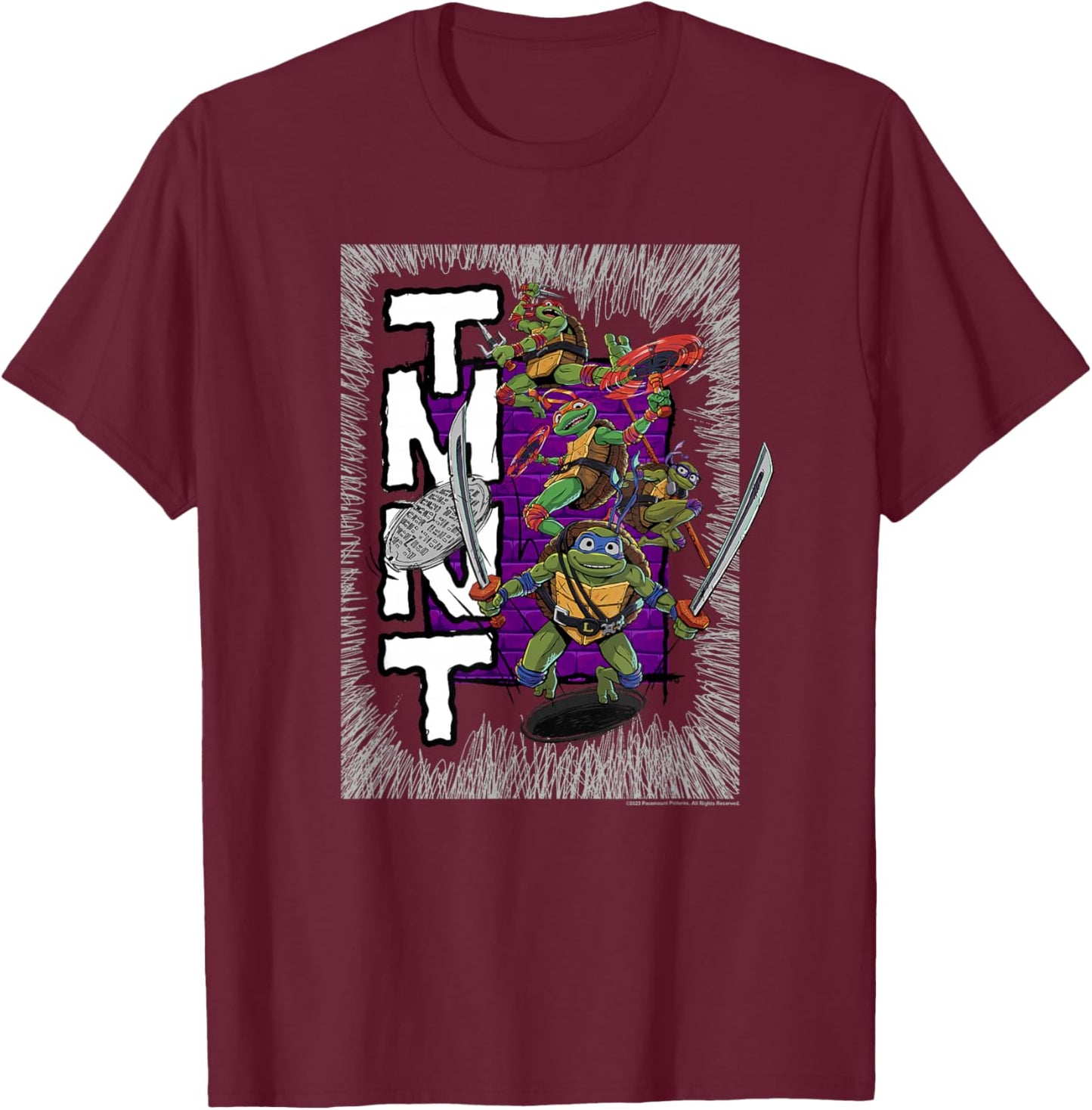 Teenage Mutant Ninja Turtles: Mutant Mayhem Retro Poster T-Shirt - T-Shirt | Maroon