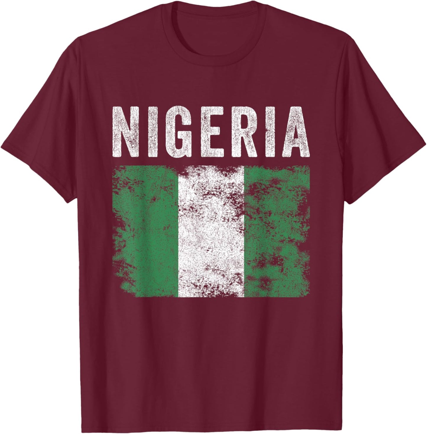 Nigeria Flag Distressed - Men Women Kids - Nigerian Flag T-Shirt - T-Shirt | Maroon