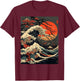 vintage Kanagawa Japanese The great wave Cherry Blossom Art T-Shirt - T-Shirt | Maroon