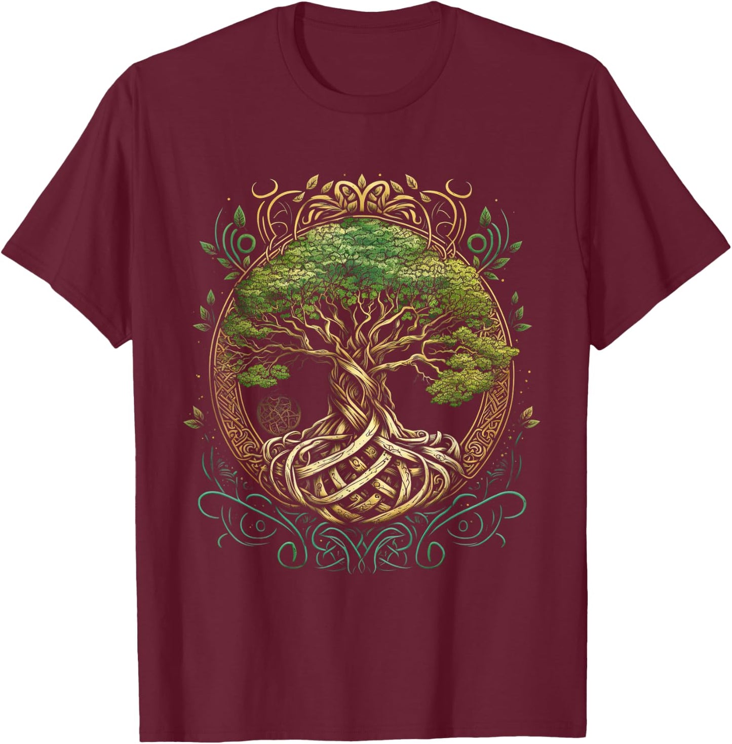 Tree of Life Viking Midgard Thor Walhalla T-Shirt - T-Shirt | Maroon