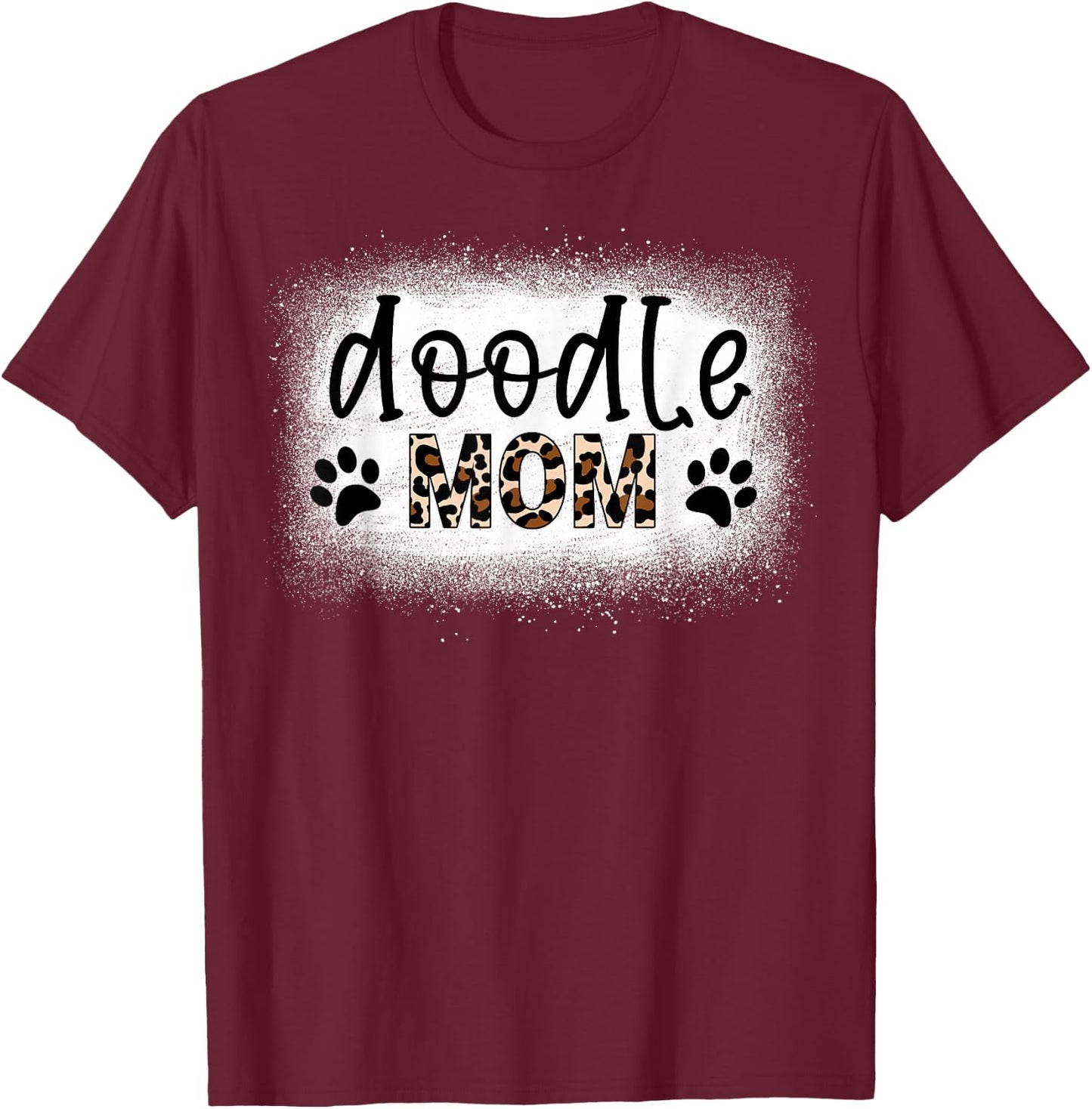 Vintage Doodle Mom Bleached Shirt Leopard Golden Doodle Mom T-Shirt - T-Shirt | Maroon