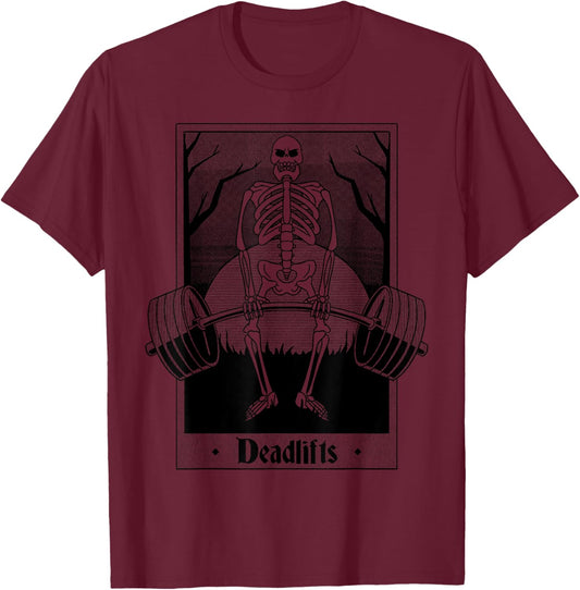 Tarot Card Funny Gym Deadlifts Workout Occult Weightlifting T-Shirt - T-Shirt | Maroon