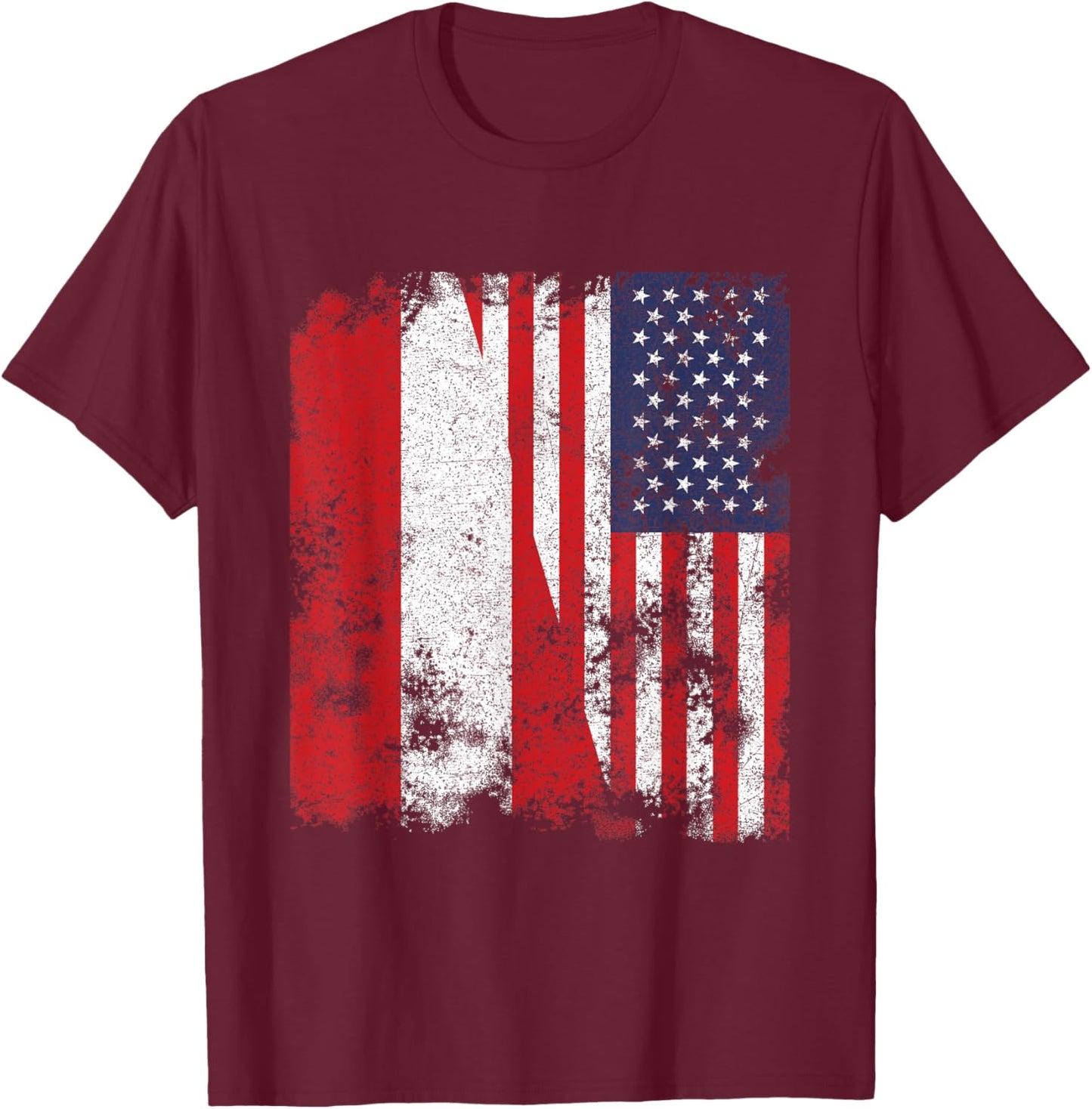 Austria USA Flag Distressed - Half American Kids Men T-Shirt - T-Shirt | Maroon