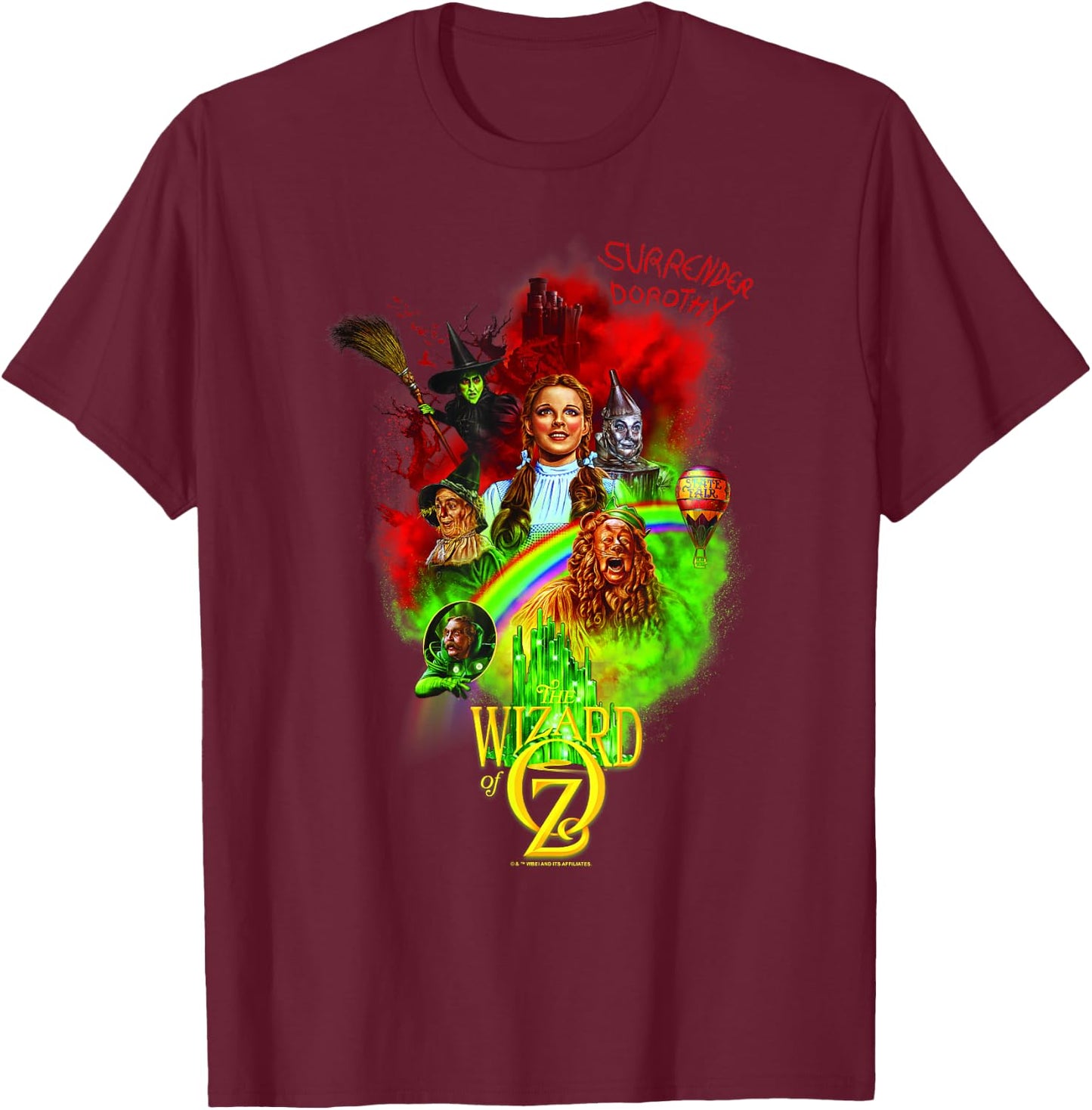 WB100 The Wizard of Oz Surrender Dorothy Rainbow Poster T-Shirt - T-Shirt | Maroon