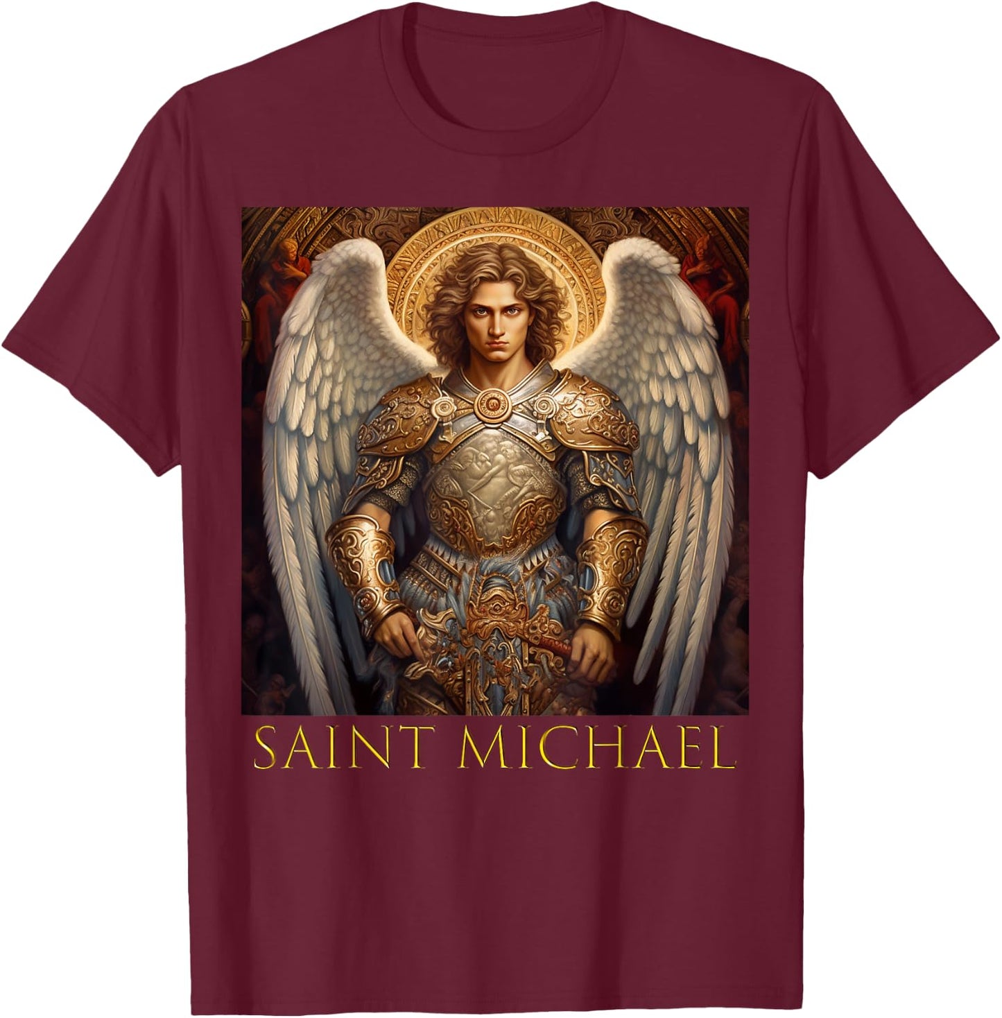 Saint Michael the Archangel T-Shirt - T-Shirt | Maroon
