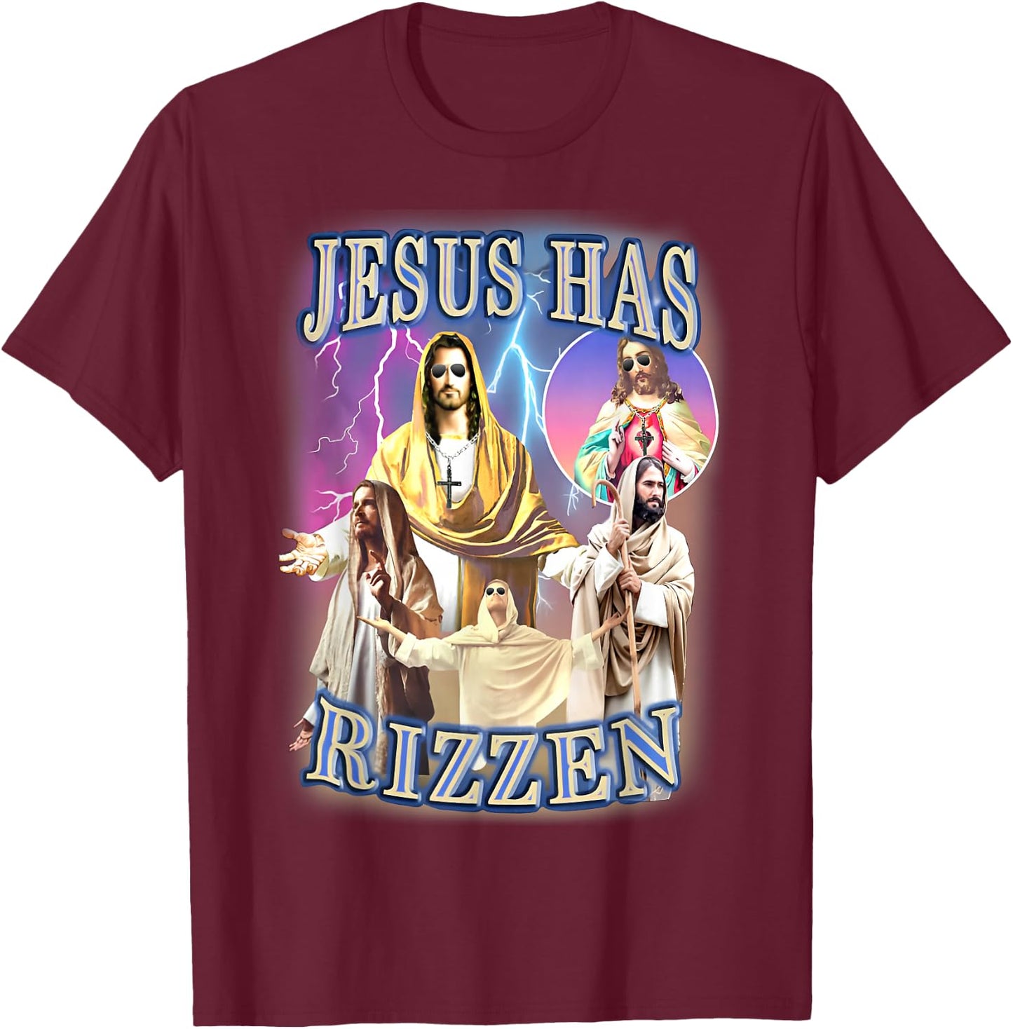 Jesus Has Rizzen T-Shirt - T-Shirt | Maroon