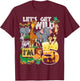Kids Safari Zoo 5th Birthday Party Let's Get Wild I'm 5 T-Shirt - T-Shirt | Maroon
