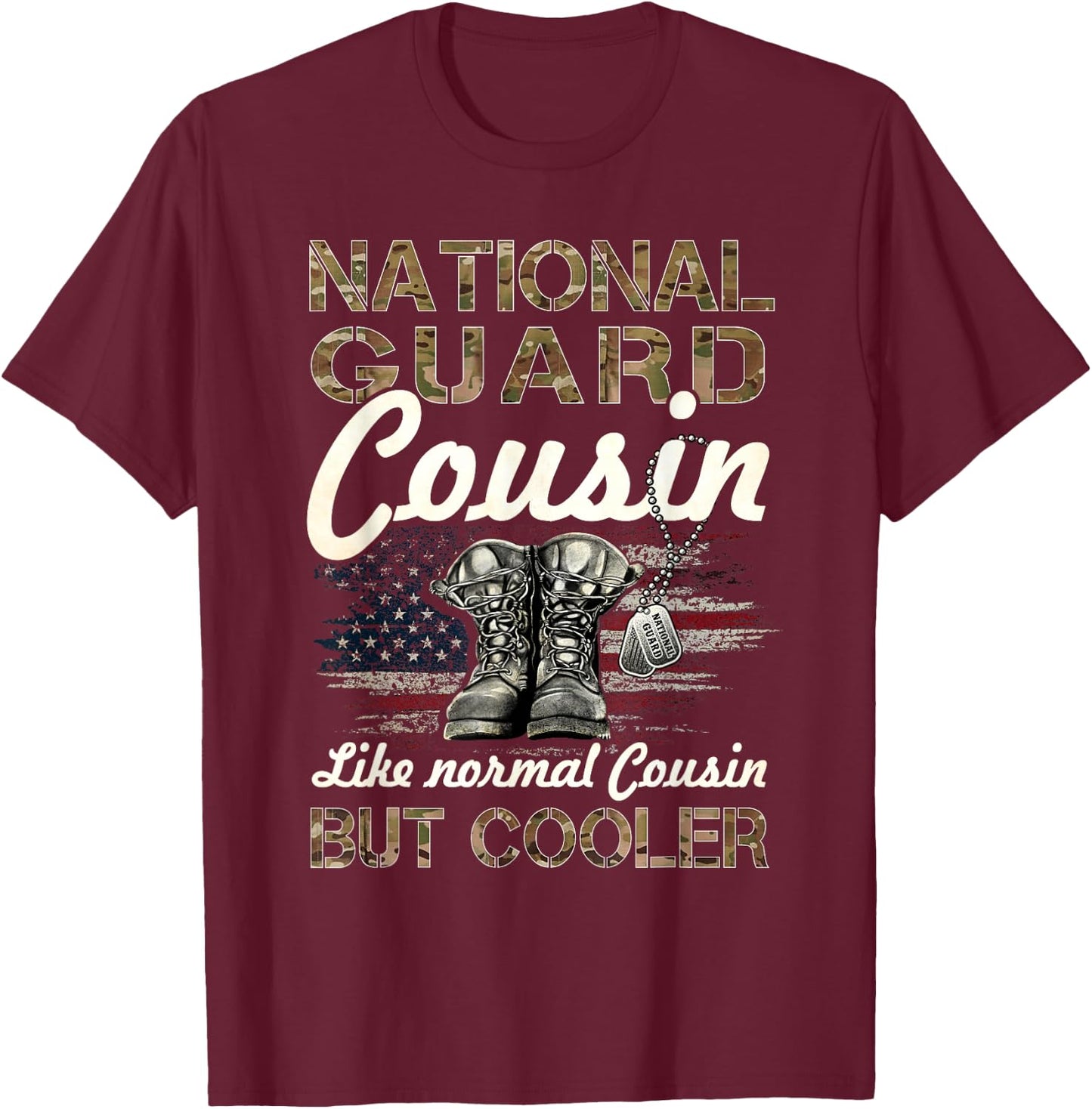 National Guard Cousin Proud Cousin Military Matching Gift T-Shirt - T-Shirt | Maroon