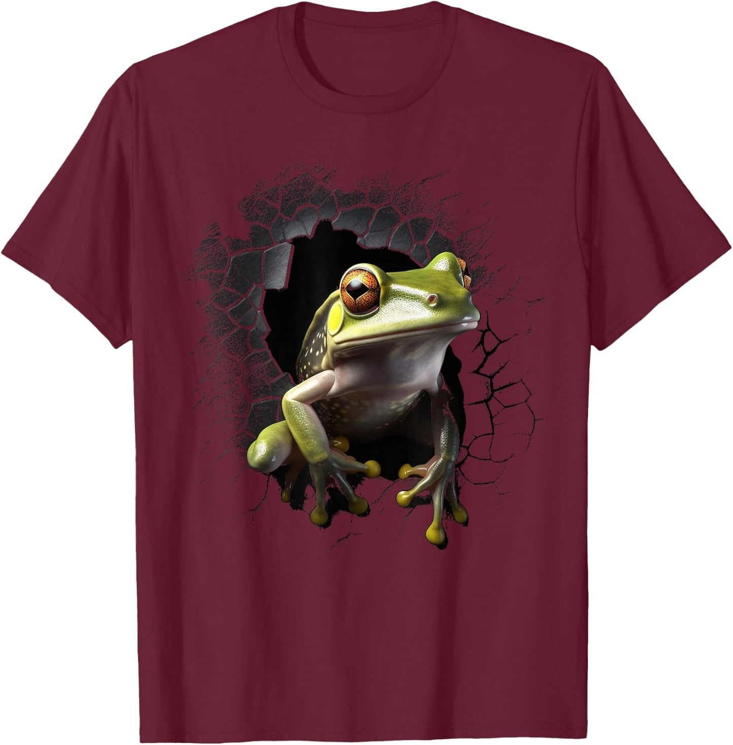 Frog Wall Animal Lovers Frog T-Shirt - T-Shirt | Maroon