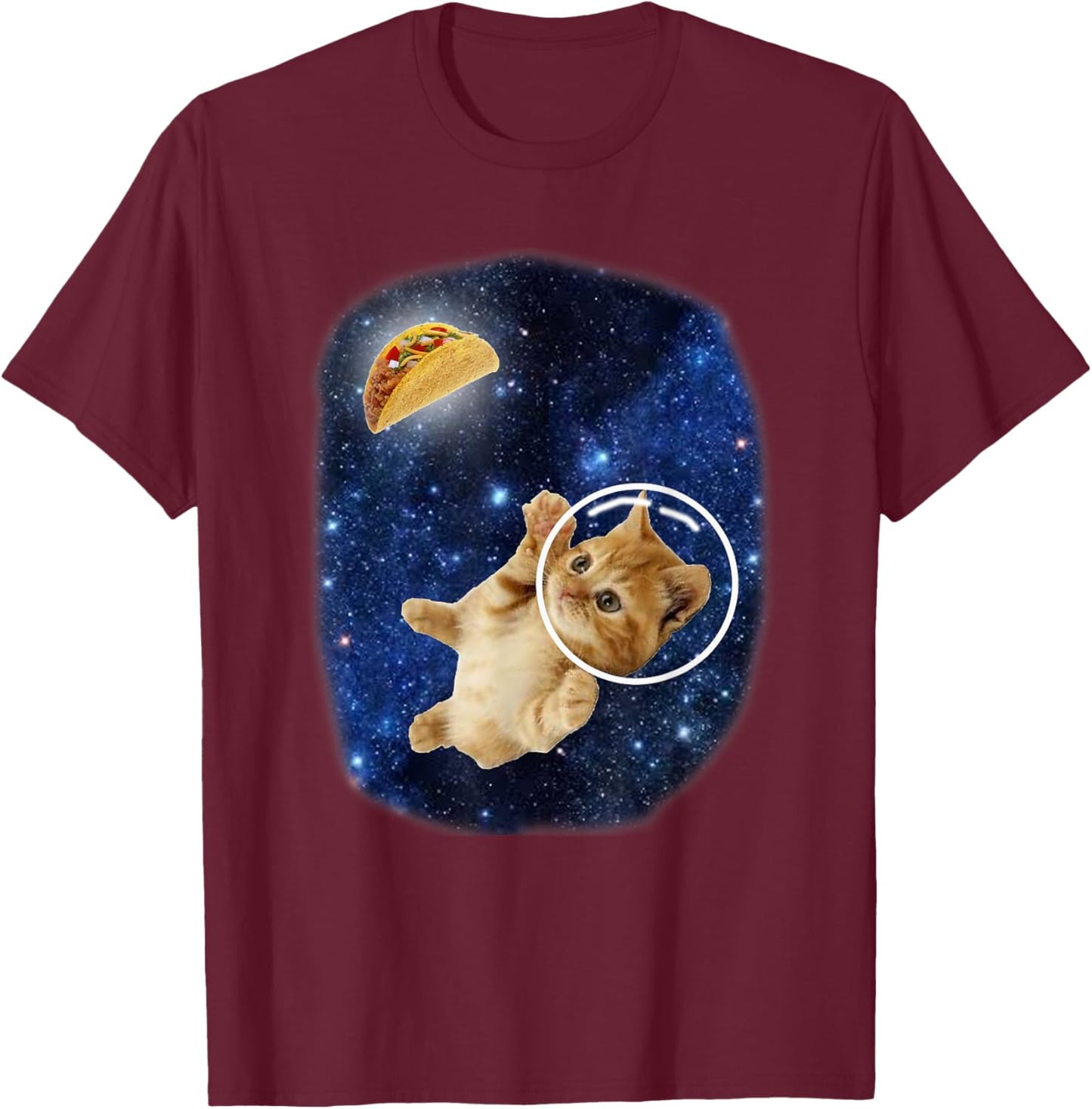 Crazy Space Taco Kitty Cat T-Shirt - T-Shirt | Maroon