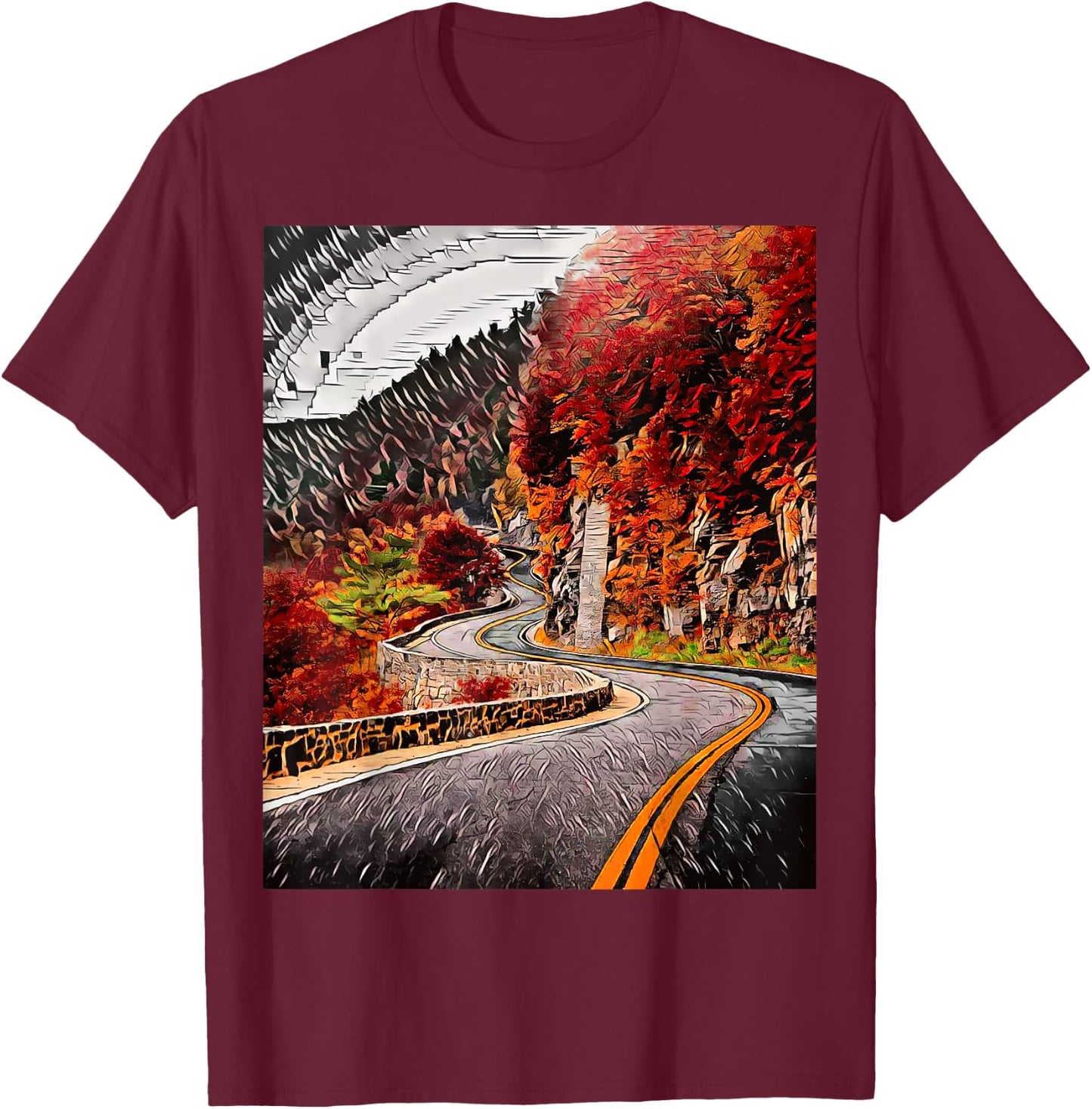Hawk's Nest Highway, New York, USA T-Shirt - T-Shirt | Maroon