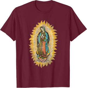Our lady of Guadalupe Blessed Mary T-Shirt - T-Shirt | Maroon