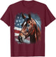 Patriotic Horse American Flag Horseback Riding Western Farm T-Shirt - T-Shirt | Maroon